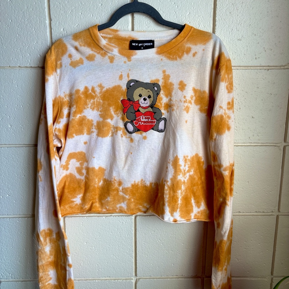 Orange Tie-Dye Bear Top